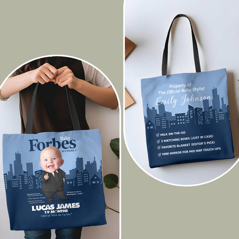 Personalized Baby Forbes Tote Bag – Custom Baby CEO Design | Funny Gift for Mom & Baby
